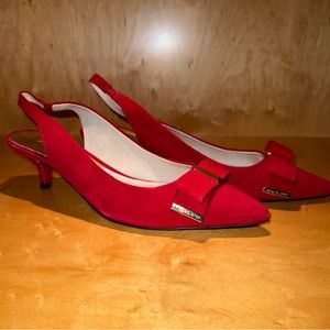 MICHAEL KORS Red Suede Kitten Heels w/ Bow